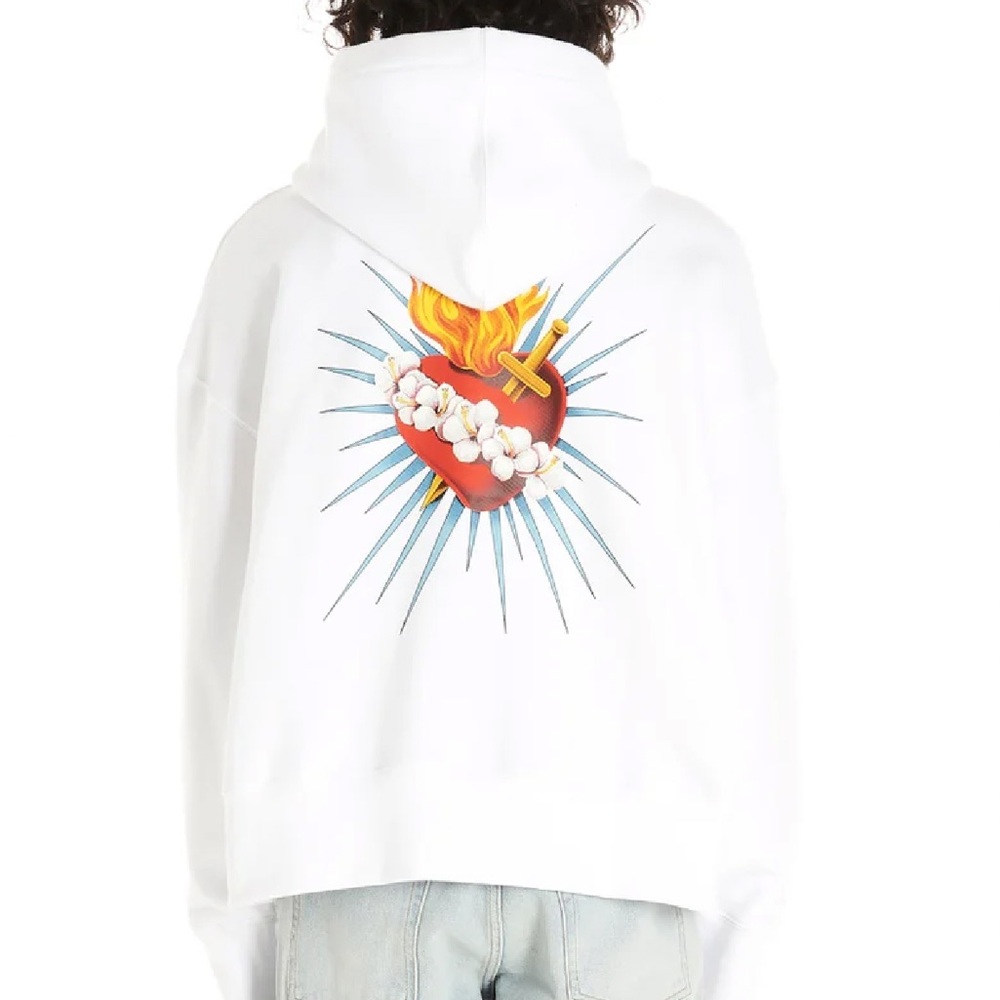 Palm Angels Printed Cotton Scared Heart Hoddie | Mens Size M - Picture 2 of 12